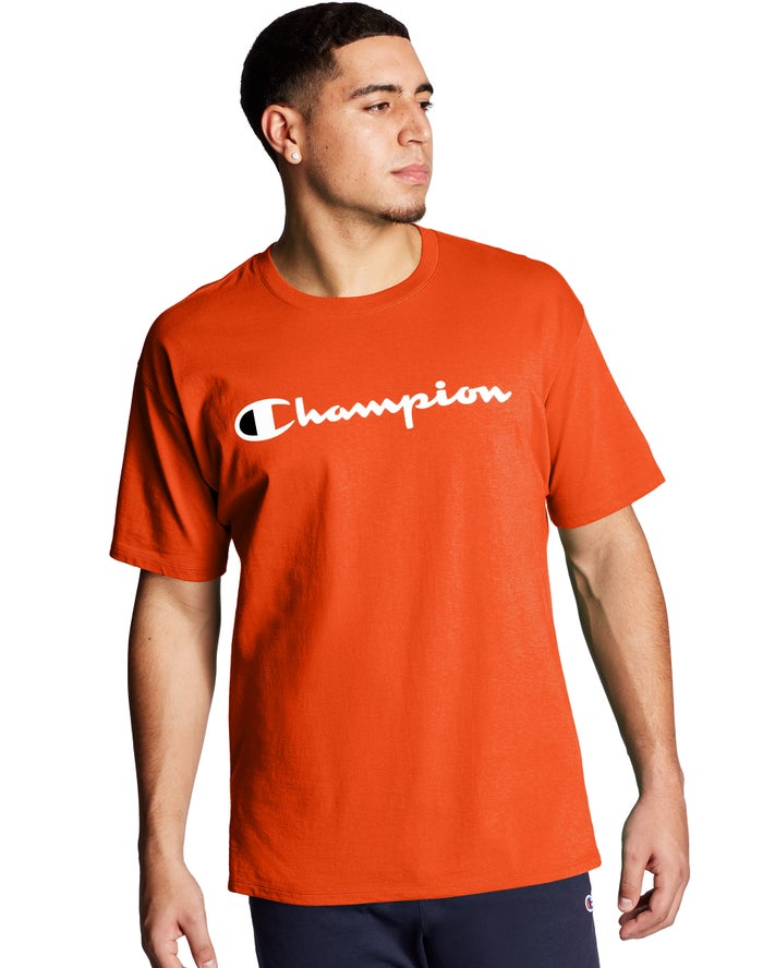 Champion Classic Jersey Script Logo T-Shirt Heren - Oranje - Belgie 4019ERBGW